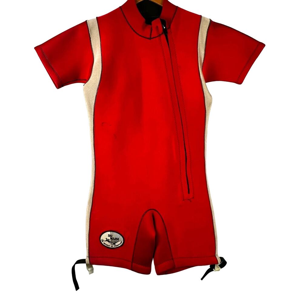 Vintage Mens Red Ski Warm The Wetsuit of Champions Short Sleeve and Shorts